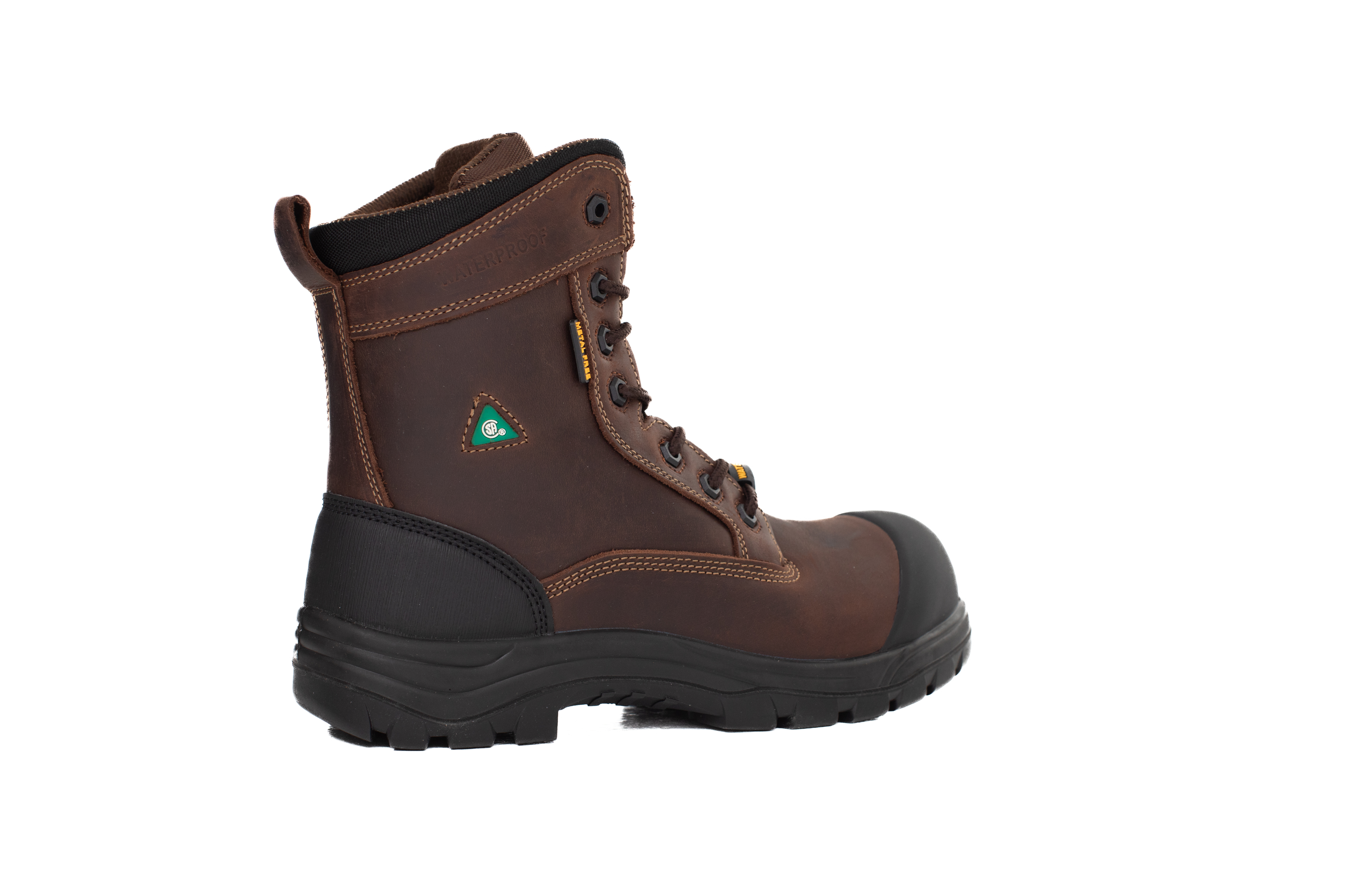 wide fit CSA safety boot Canada composite toe brown side view
