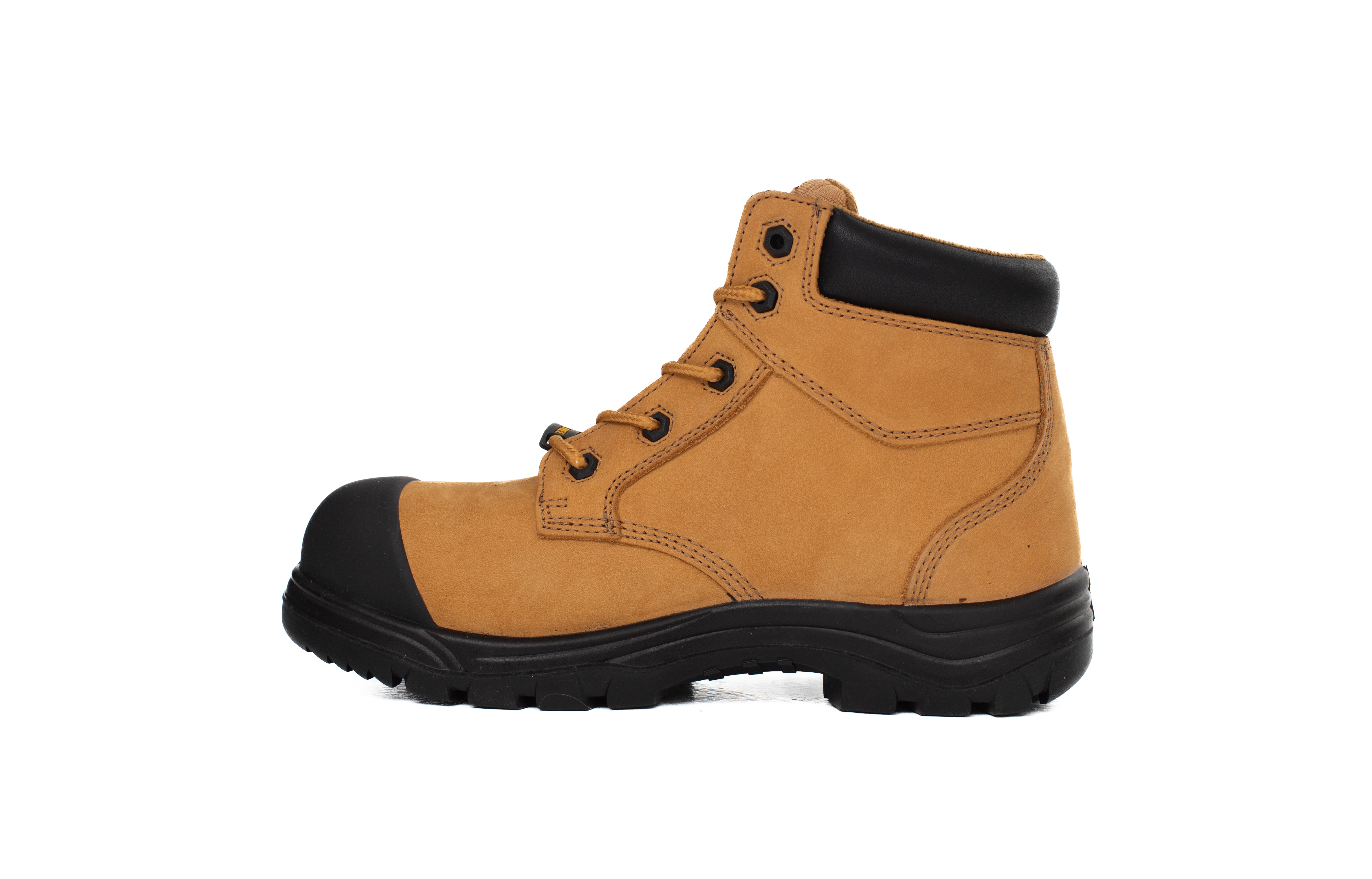 wide fit women's CSA safety boot Canada mid-cut tan side view