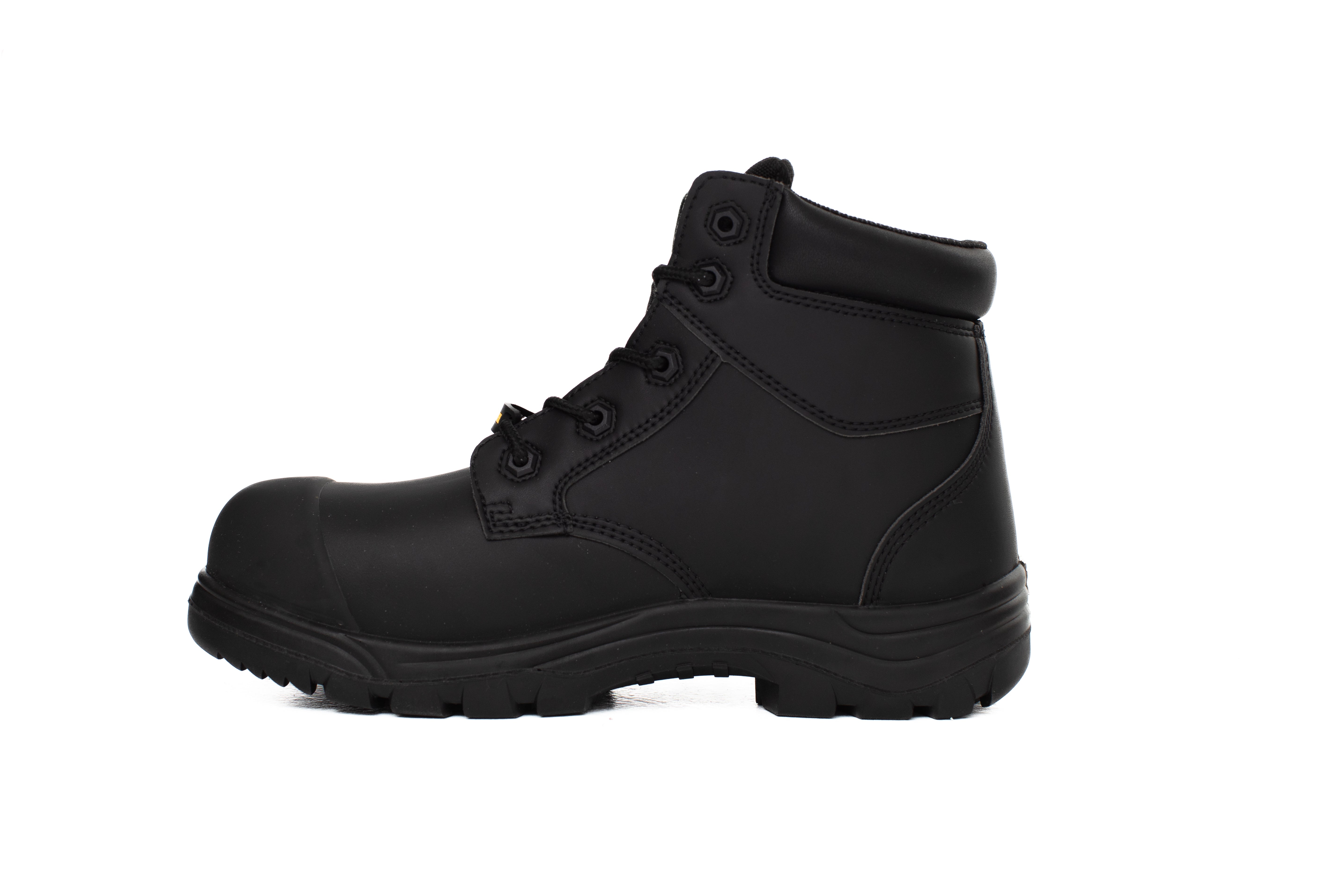 wide fit CSA safety boot Canada mid-cut slip resistant black side