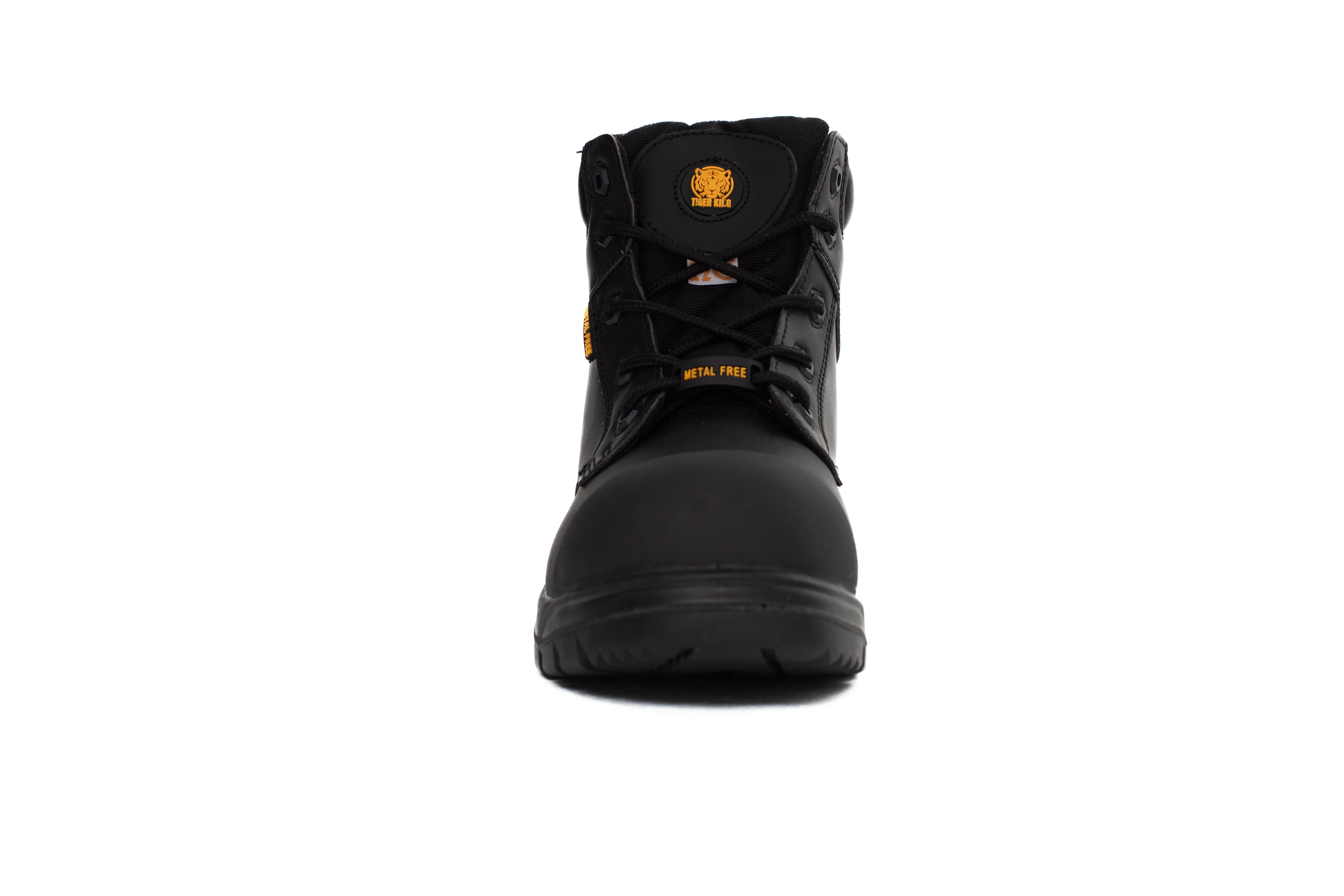 CSA Grade 1 men's mid-cut boot Canada slip resistant black heel view