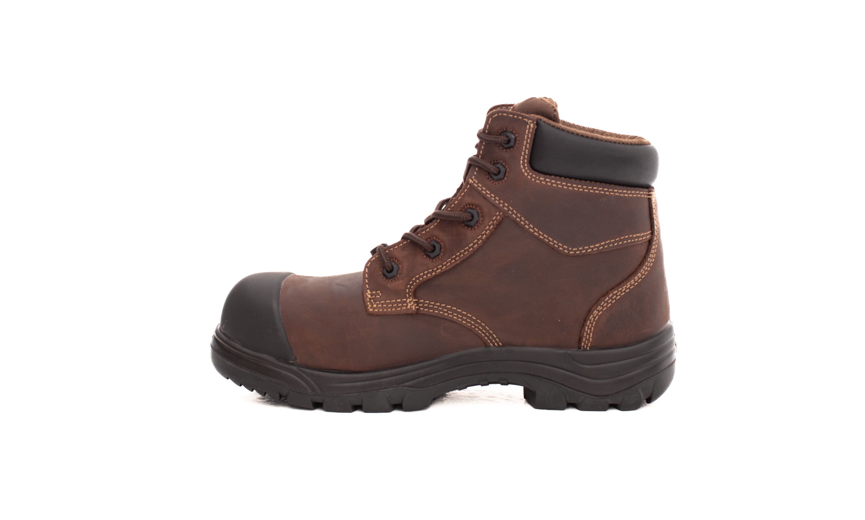 wide fit CSA Chelsea safety boot Canada waterproof brown side view