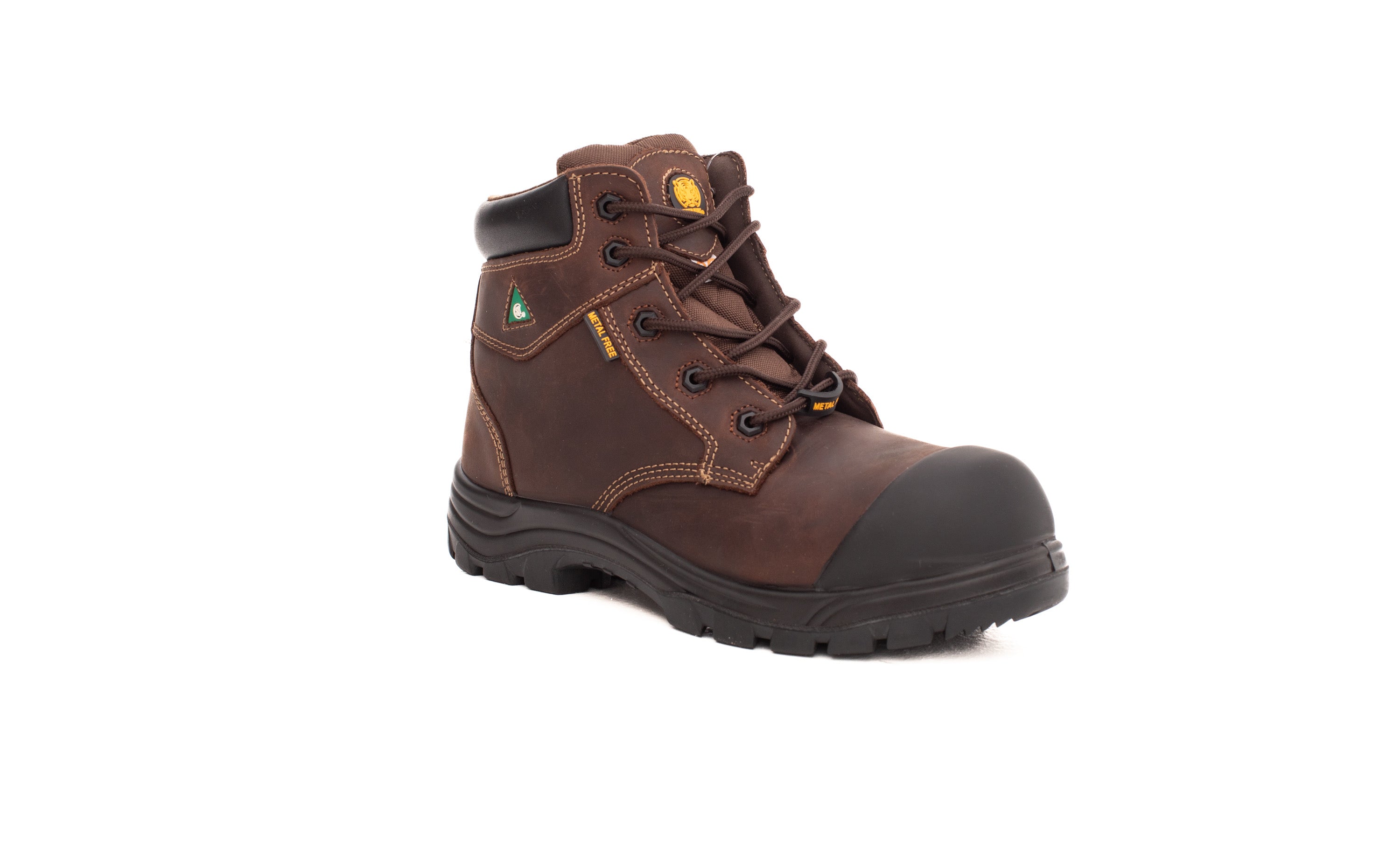lightweight CSA men's Chelsea work boot Canada metal-free brown front view