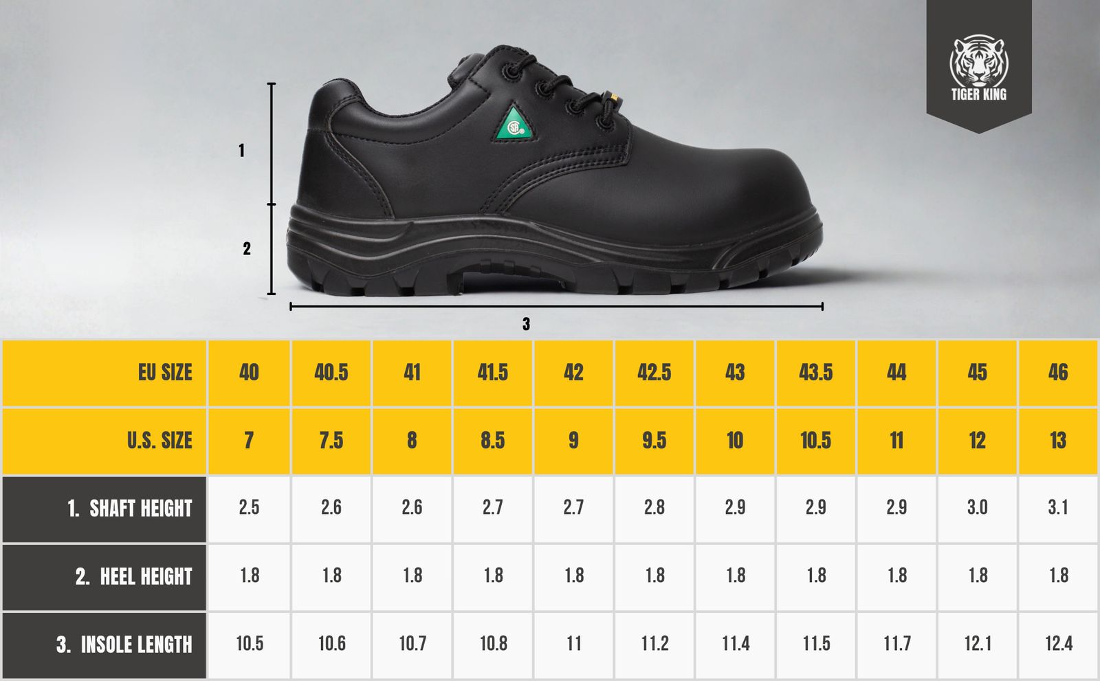 Michigan Men Size Measurement Chart