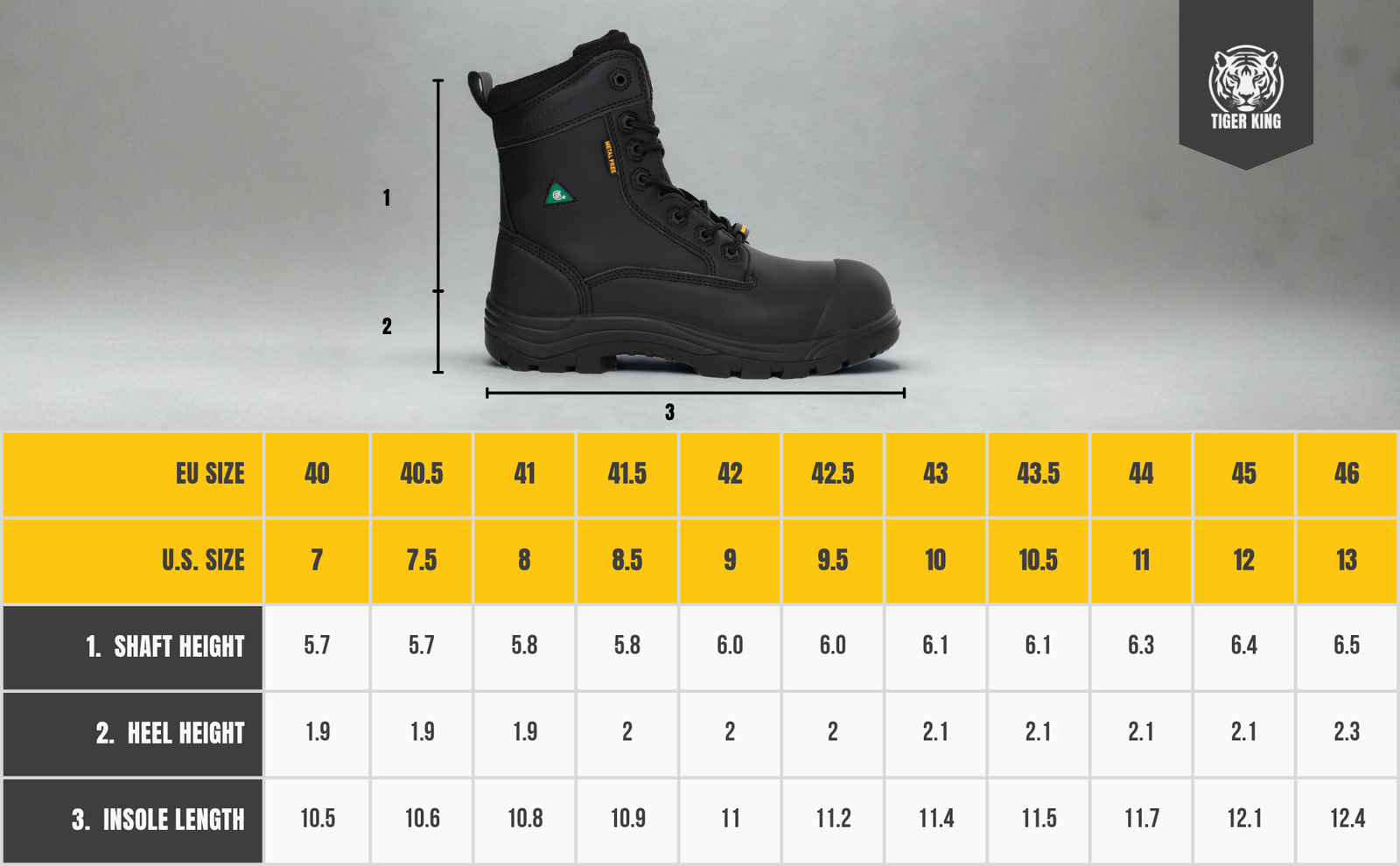 Superior Men Size Measurement Chart