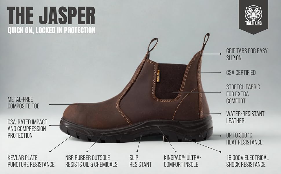 CSA Jasper Men's Chelsea Safety Boot Canada | Lightweight Slip