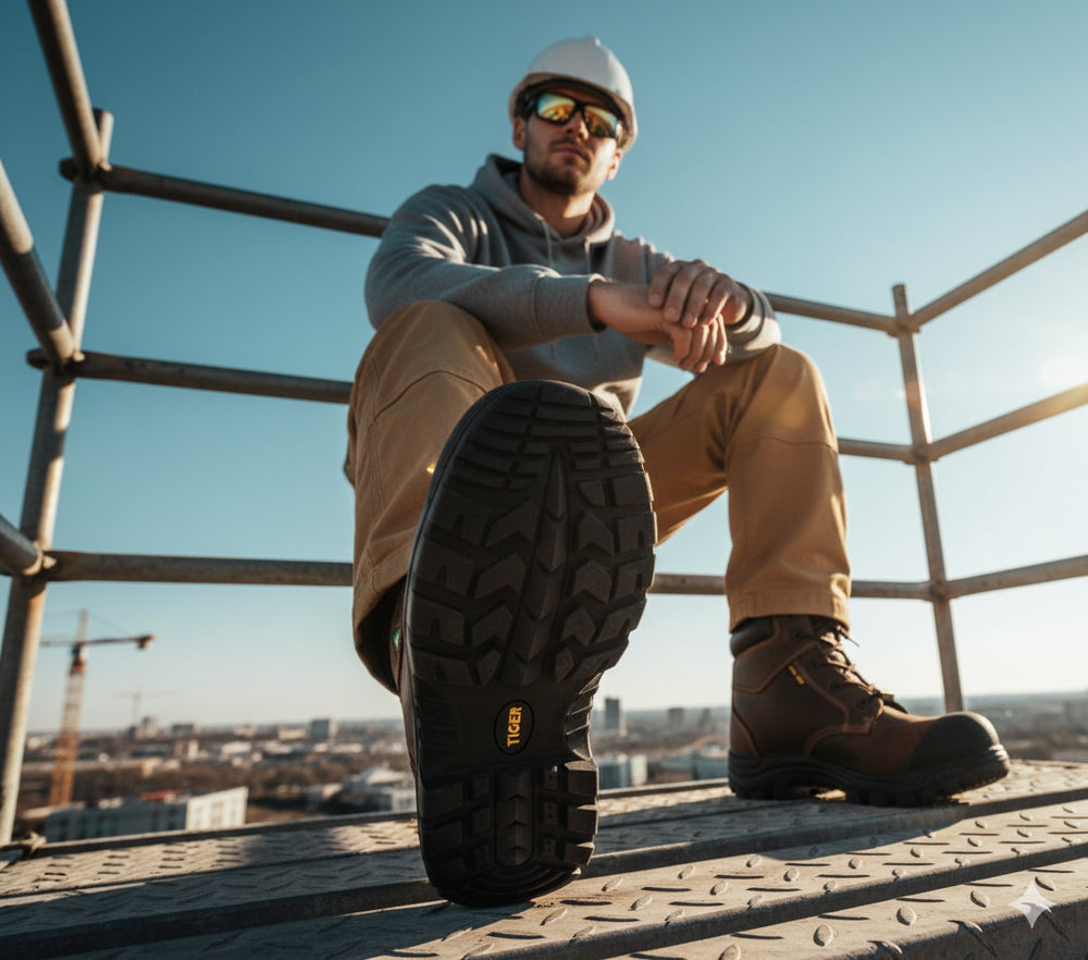 CSA certified safety boots Canada slip resistant outsole protection on construction site